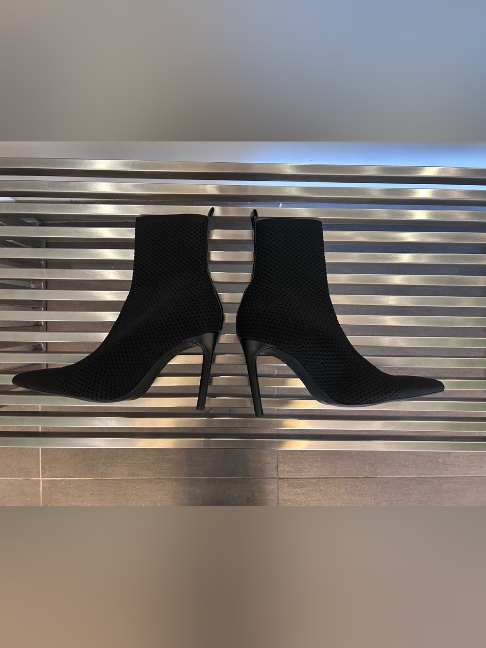 Zara black knit fabric boots - size 9